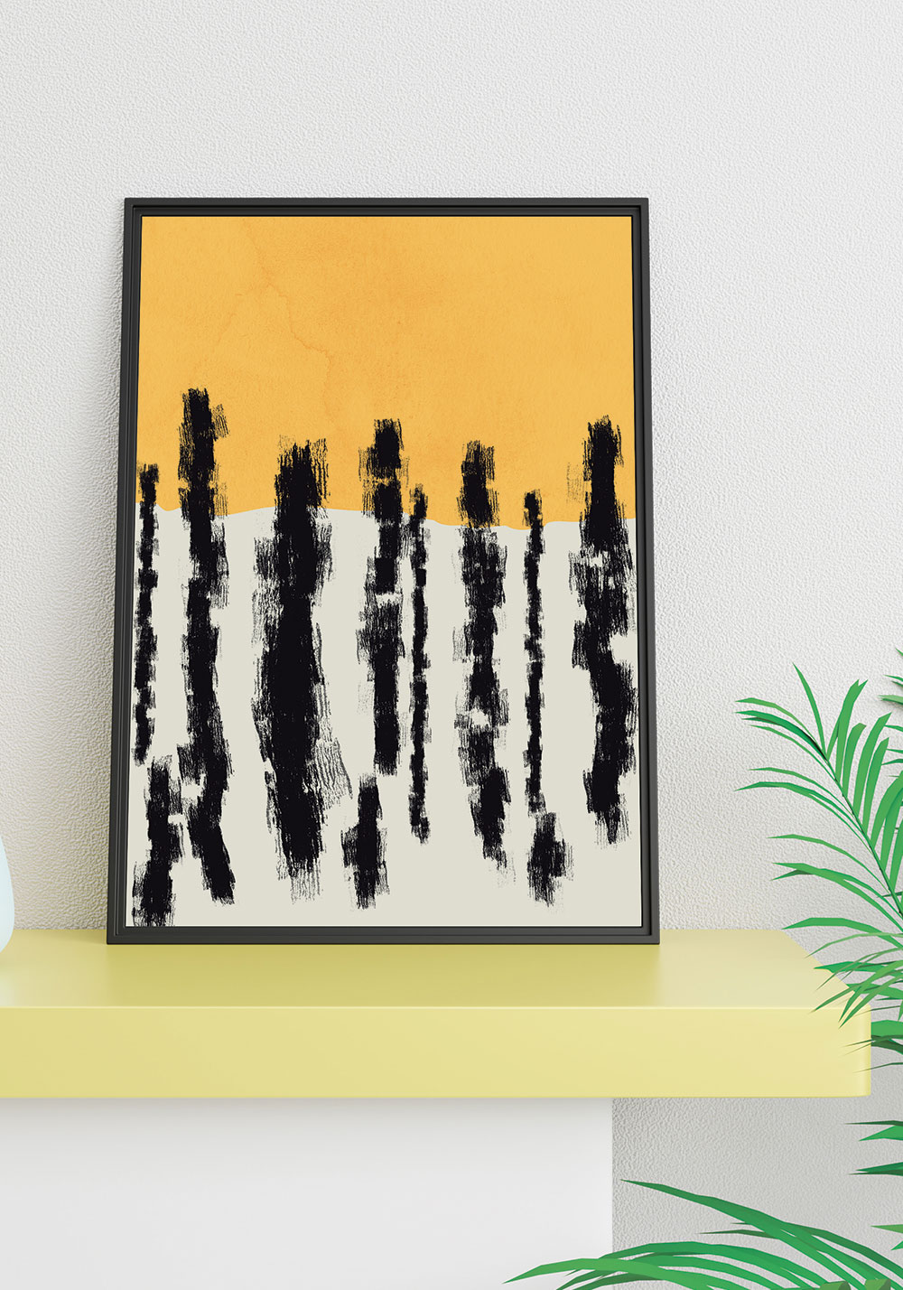 Affiche décorative abstrait jaune gris Artcamia