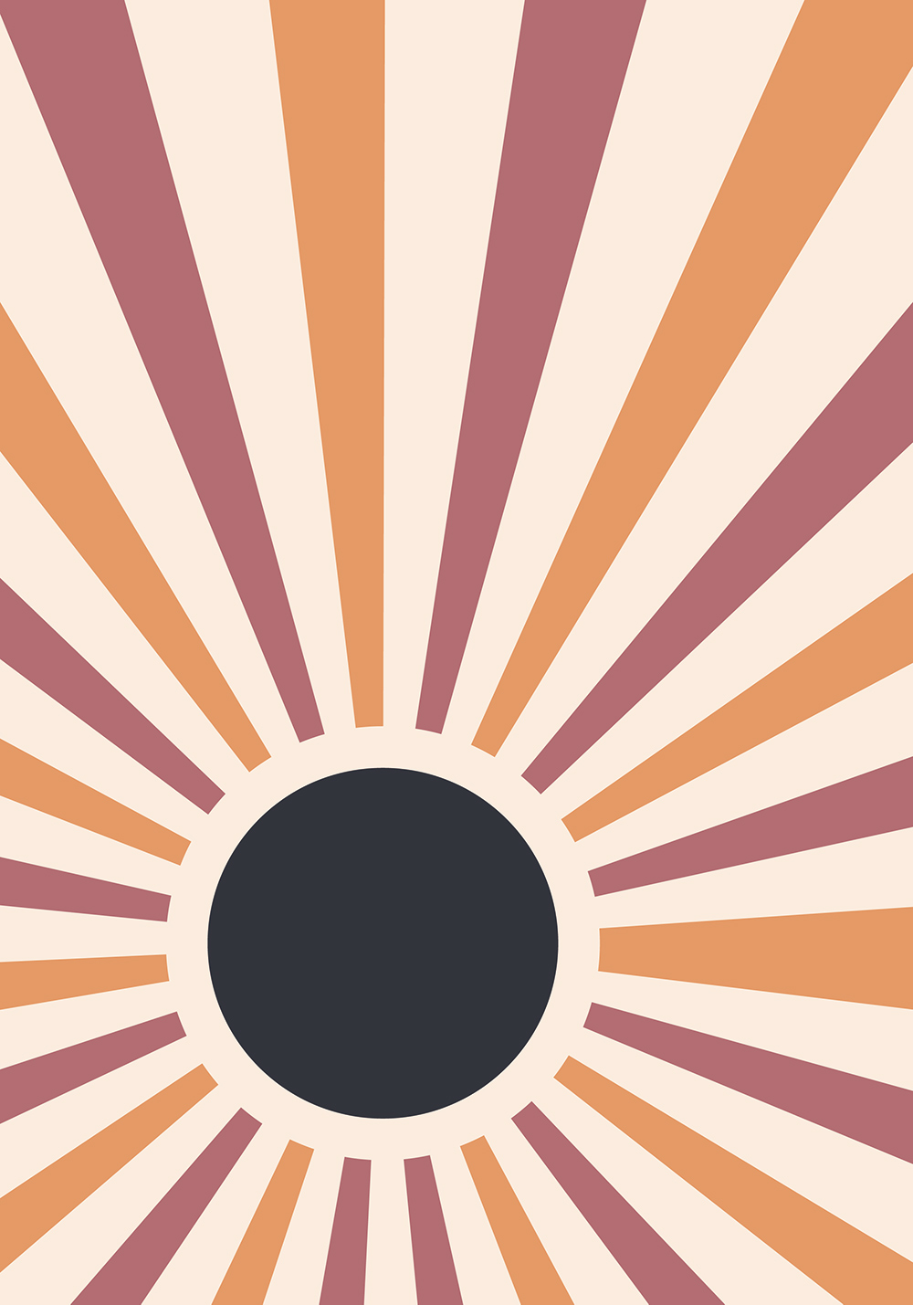 Affiche soleil rayons boule noire poster murale