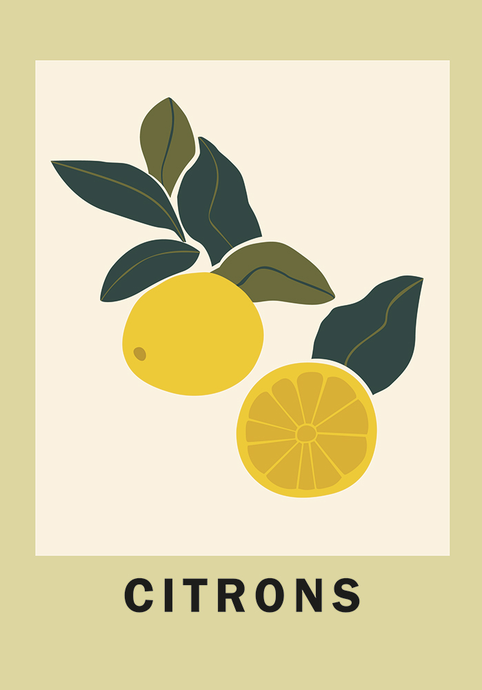 Citrons jaunes zeste doux ou acide agrumes Décor mural entrée