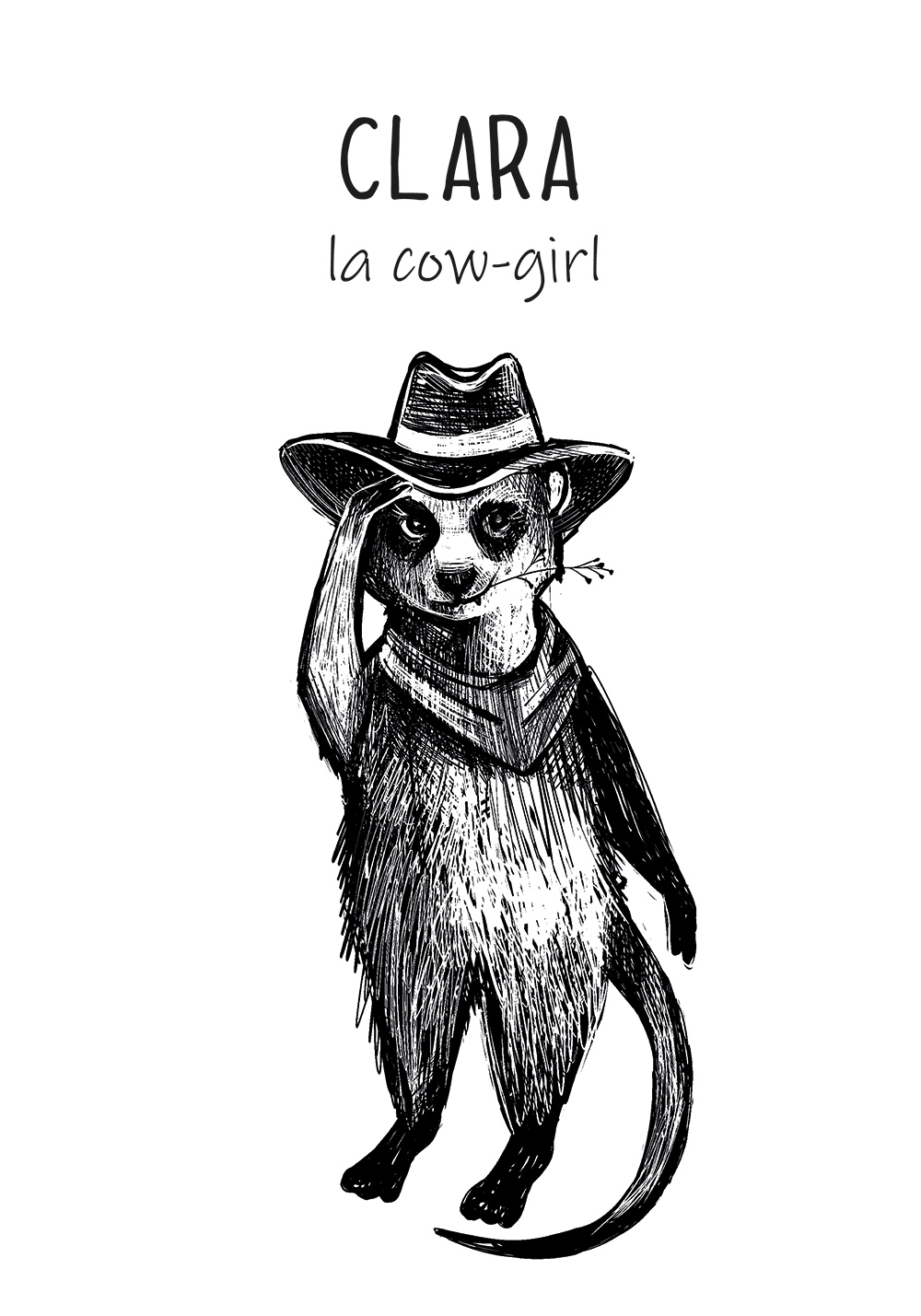 Affiche prénom enfant cow-girl personnage enfant poster chambre