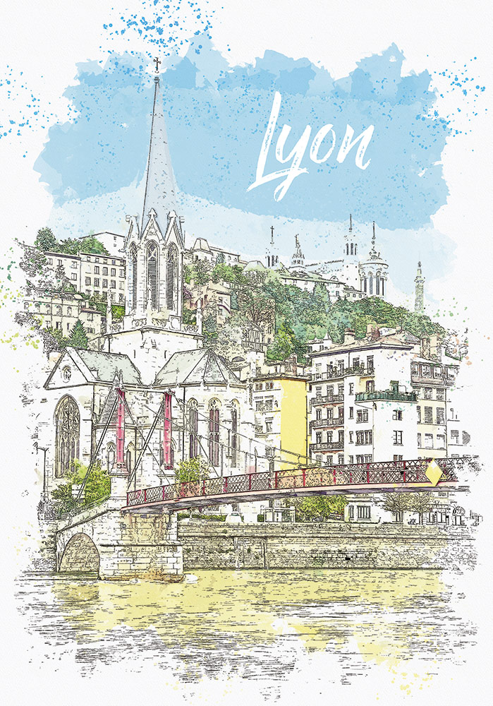 Décoration murale Lyon fleuve le Rhône, la rivière la Saône