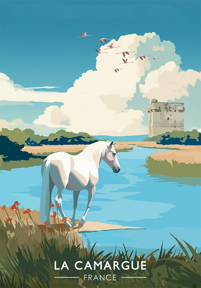 Poster cheval Camargue