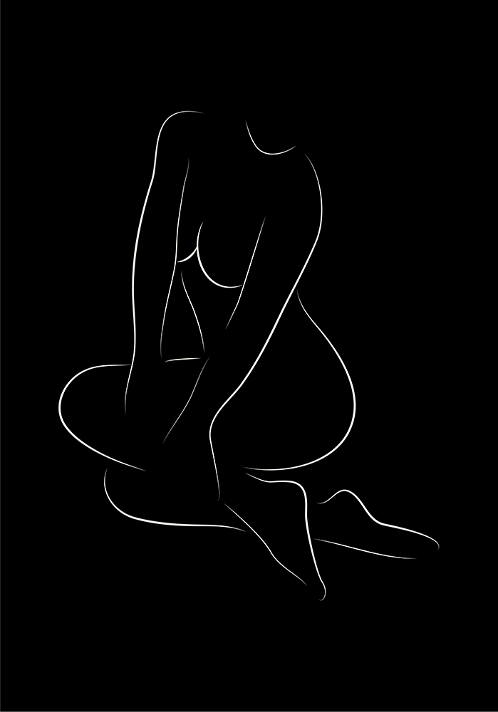 Poster femme nue Line art noir et blanc Affiche murale séjour