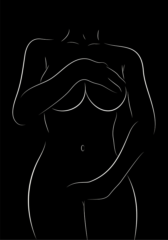 Poster femme nue Line art Poster fond noir salon