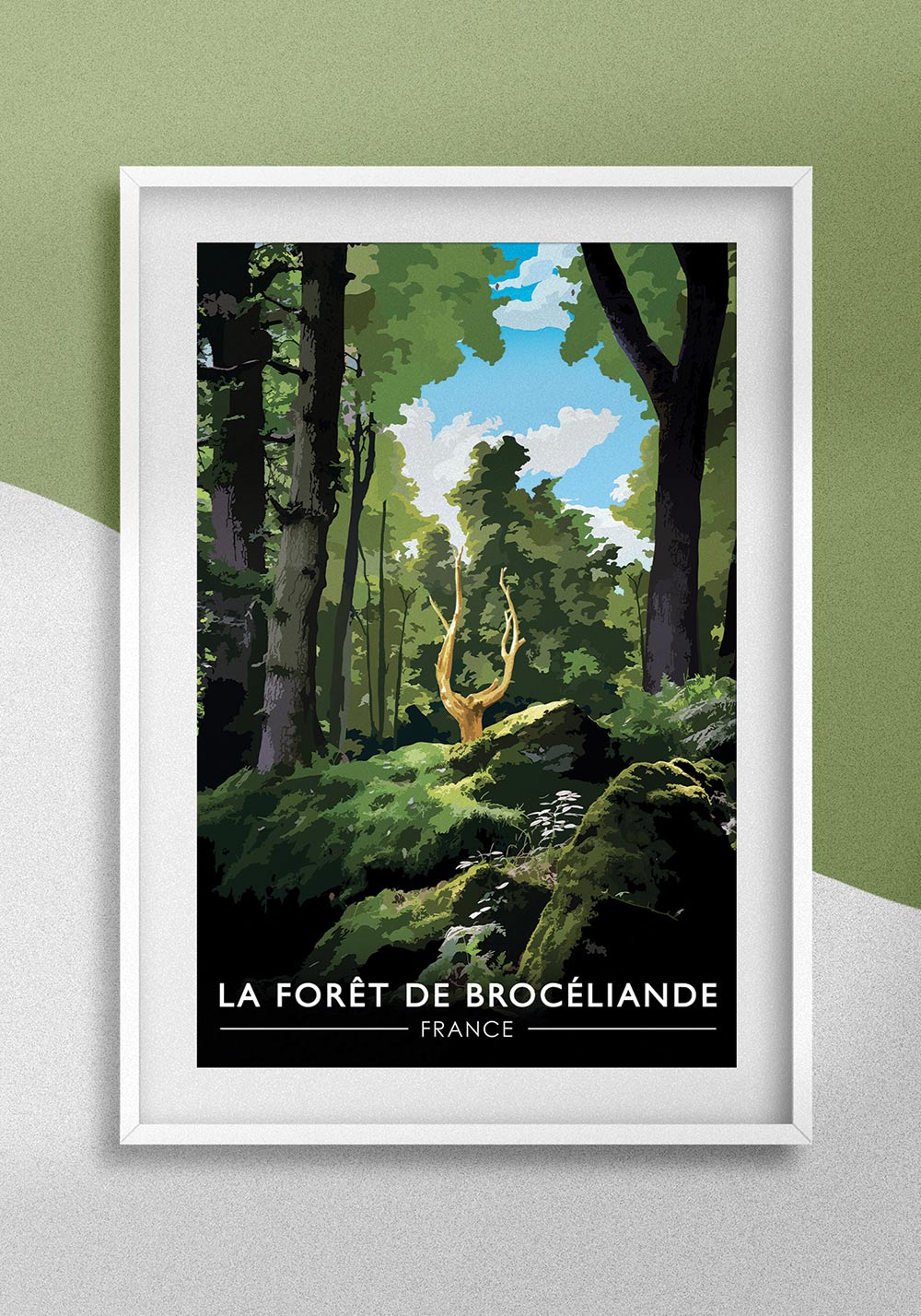 Affiche forêt de Paimpont massif forestier de Bretagne histoire et mythes légendaires Artcamia