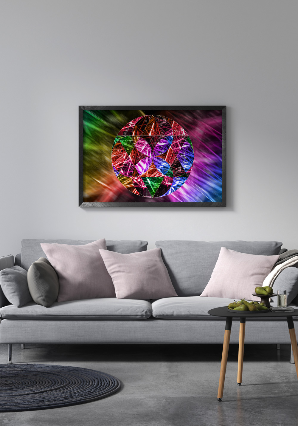 Boule multicolore formes géométriques Affiche salon