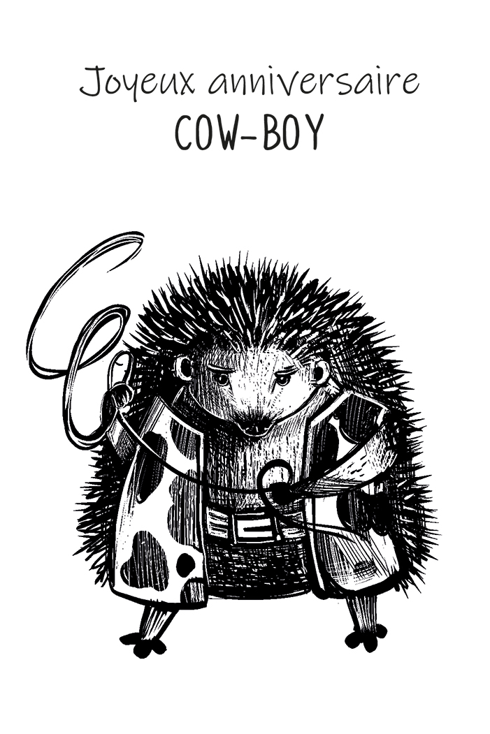 Carte d'anniversaire dessin cow-boy garçon