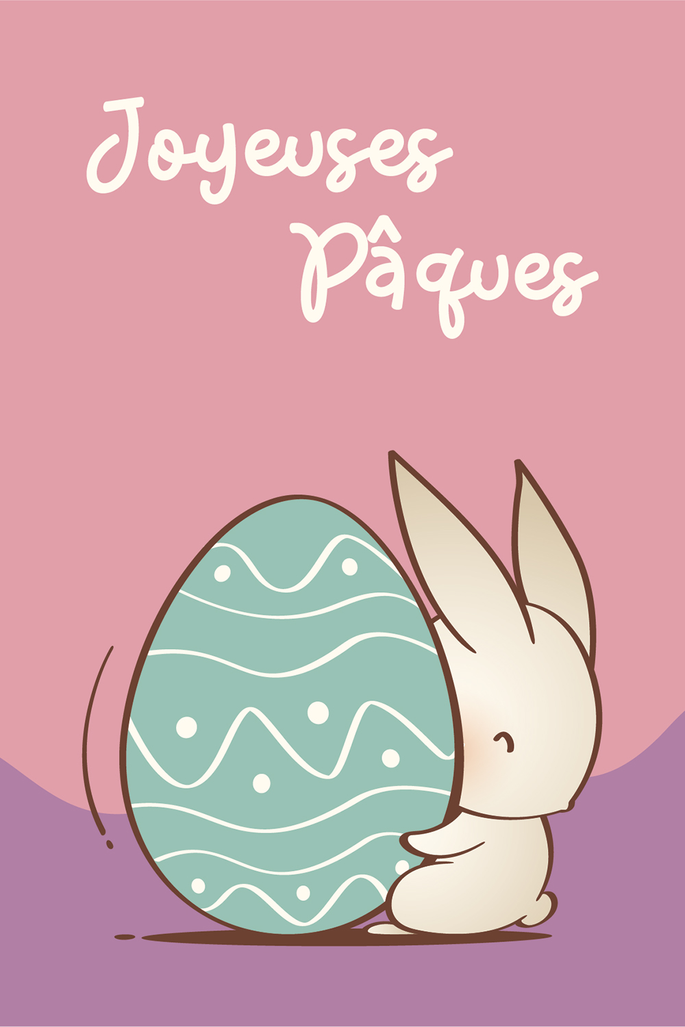 Carte de Pâques oeuf lapin