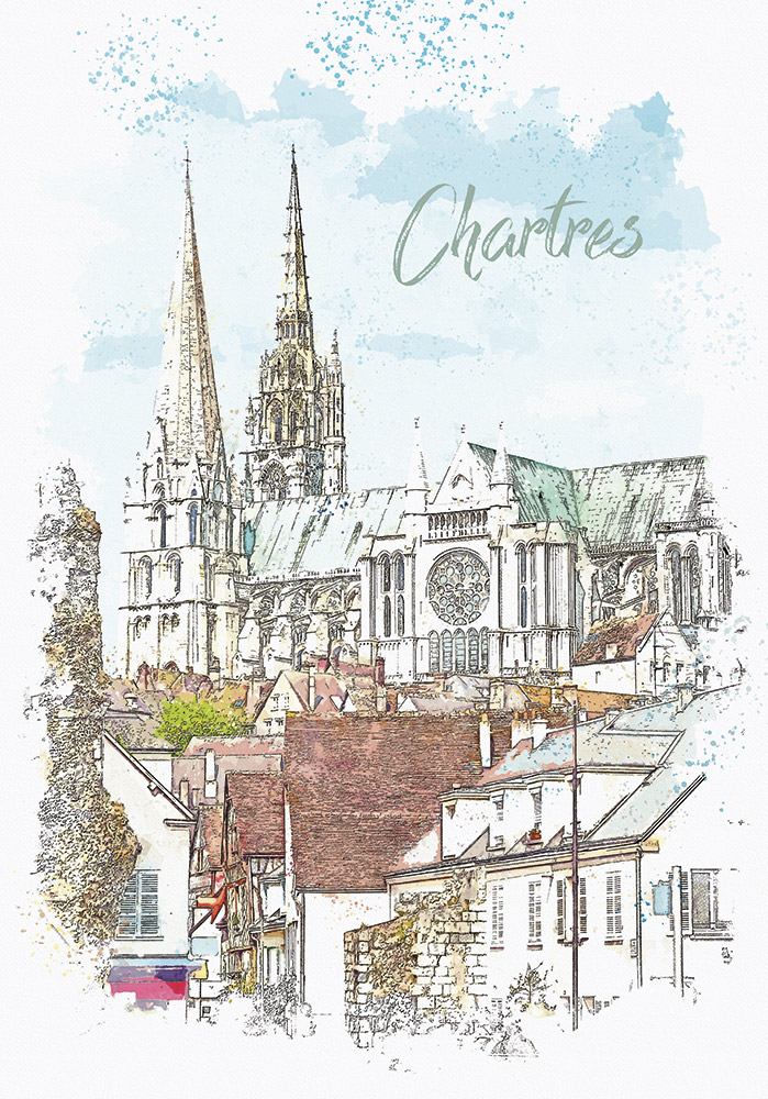 Décor mural Chartres Cathédrale gothique Notre-Dame Affiche entrée
