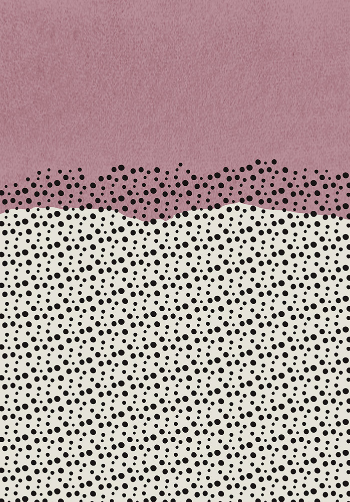 Décoration murale art abstrait rose et gris points noirs Affiche entrée