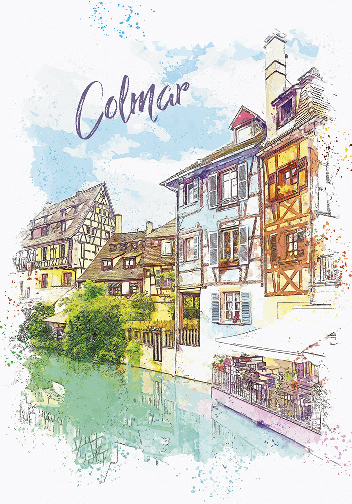 Décoration murale Colmar route des vins Alsace Affiche séjour
