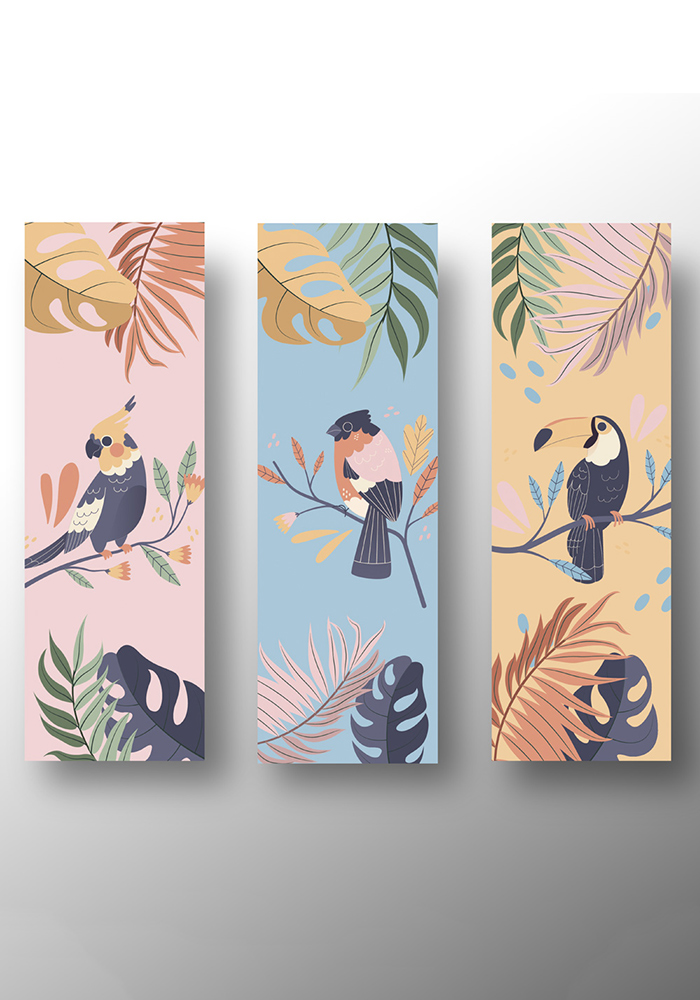 Marque-pages lot de trois oiseaux