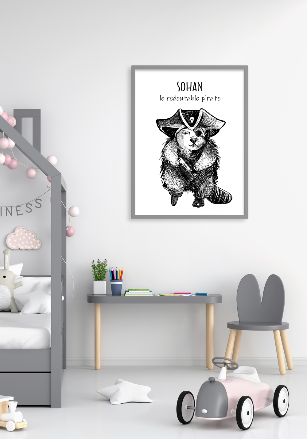 Pirate bateaux mers abordage butin affiche prénom Artcamia