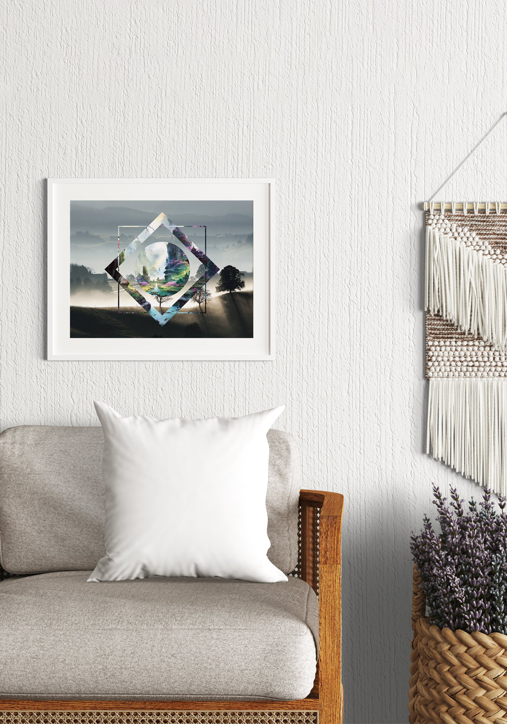 Polyscape campagne montagne Affiche chambre