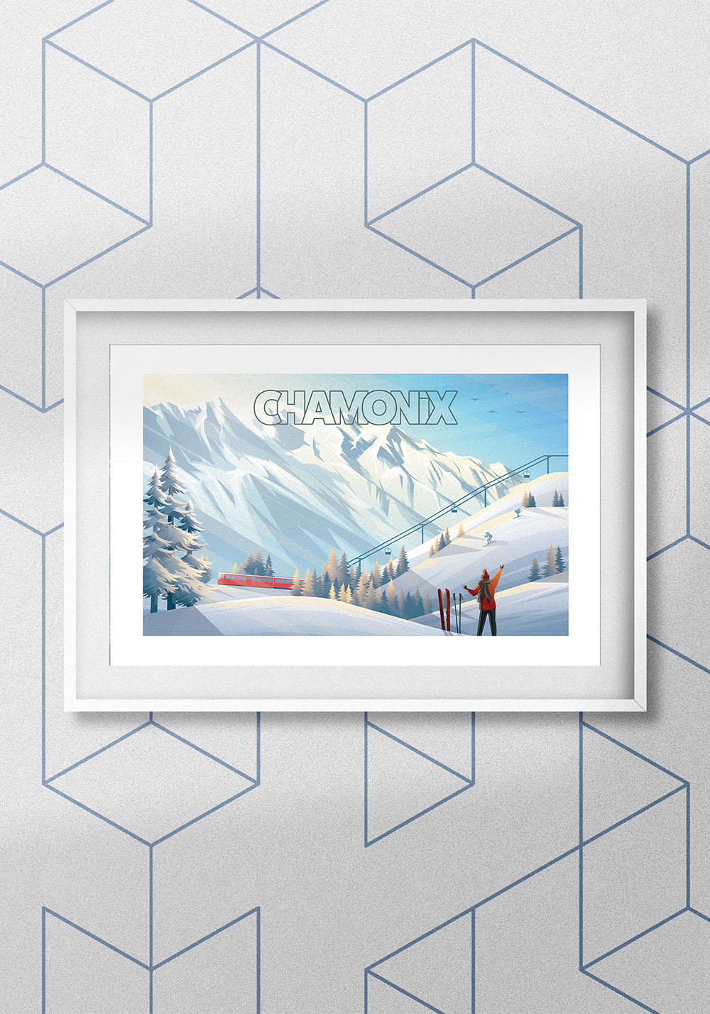 Poster Chamonix station de ski Artcamia