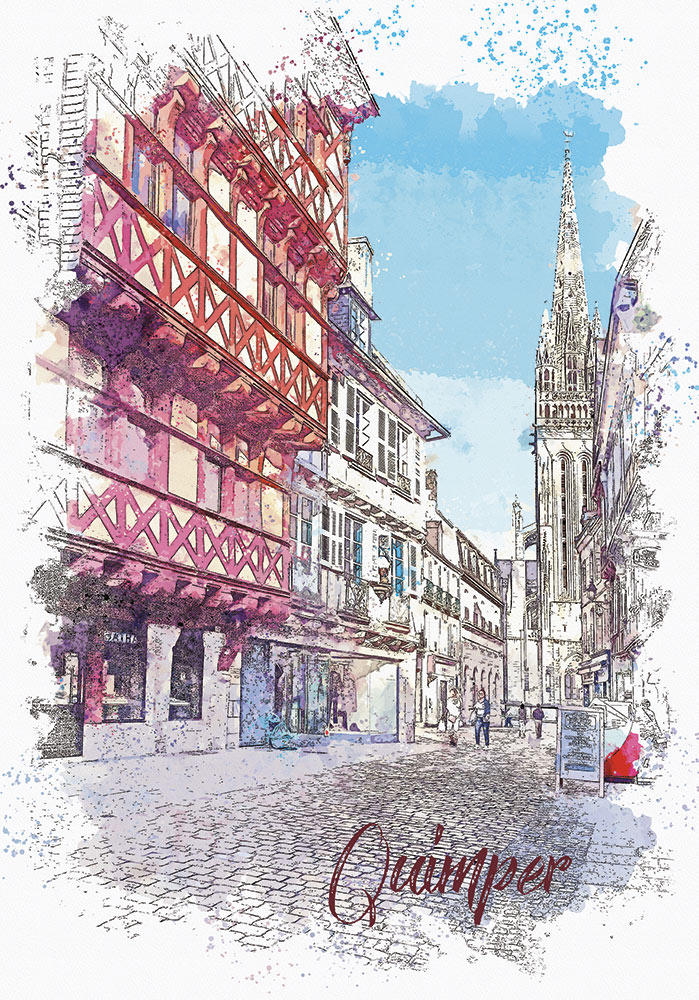 Quimper Bretagne Affiche mer côtes Atlantiques