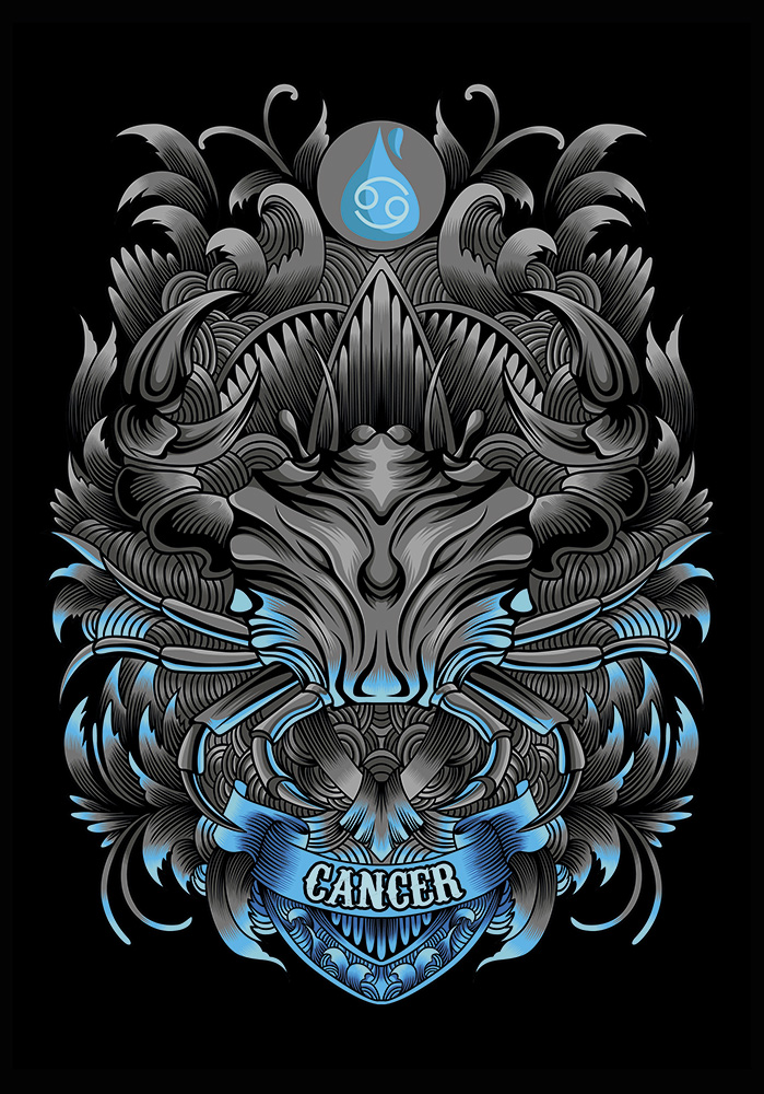 Signe astrologique cancer qui désigne crabe en latin Décoration murale