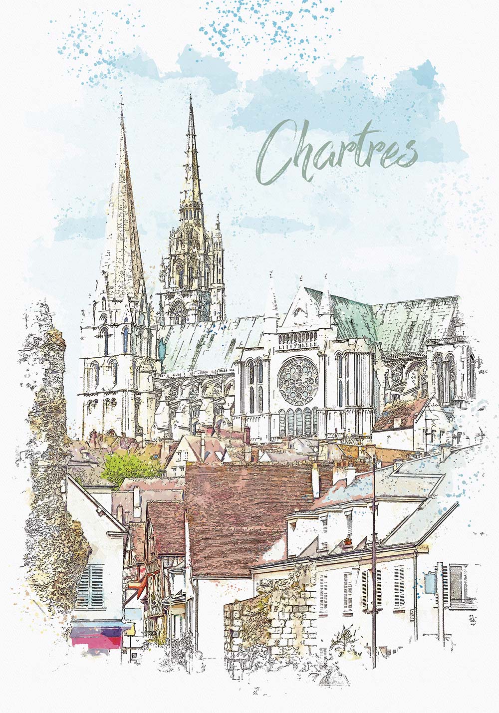 Affiche Chartres cathédrale Notre-dame poster chambre