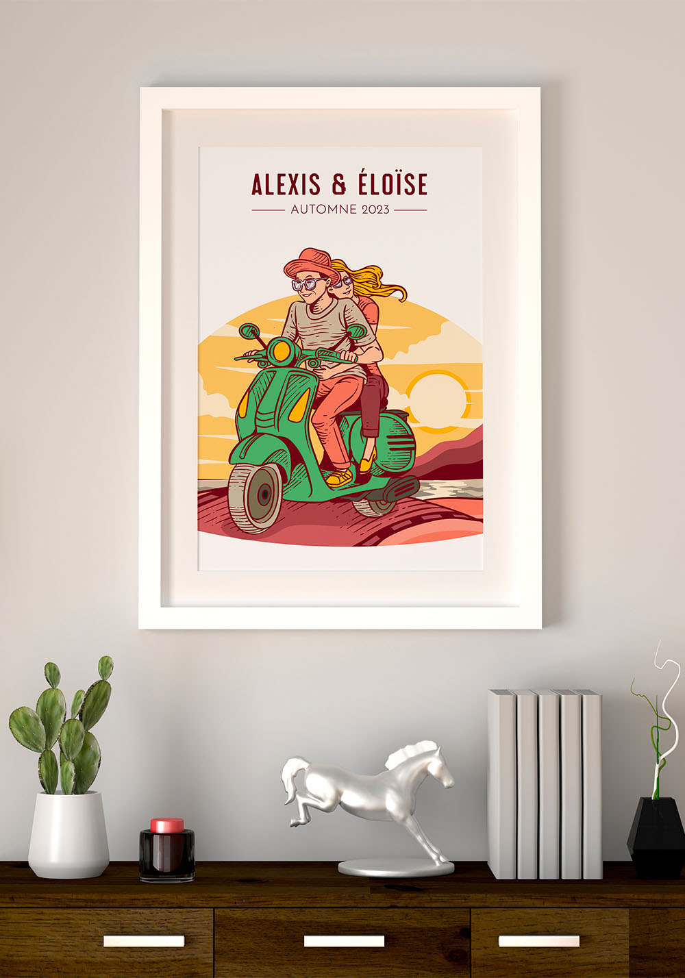 Affiche couple scooter
