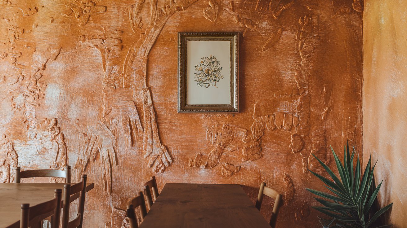 Bien décorer le mur de la salle à manger ! a-photo-of-a-dining-room-with-a-textured_GFXAM49fT2K8rpFqZgMNcw_T8rFcNY1R2ahDTjsqDp-Bw