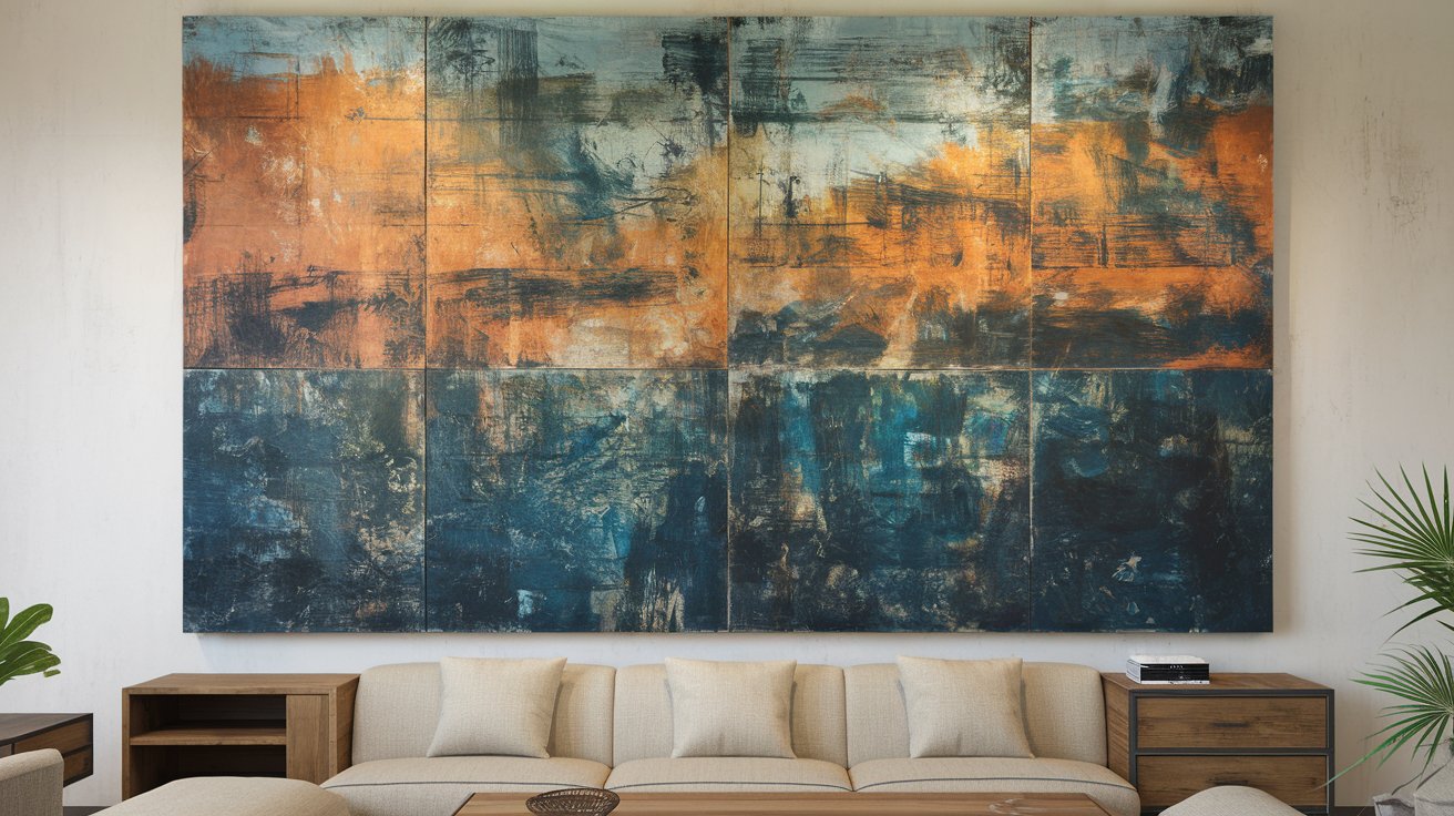 Grand tableau mural du salon : Comment le choisir ? a-photo-of-a-large-wall-art-piece-in-a-l_z8LA_NWpQWaLuS1AtXgQzw_8wtpUI54TtuR_Q_h6Ayywg