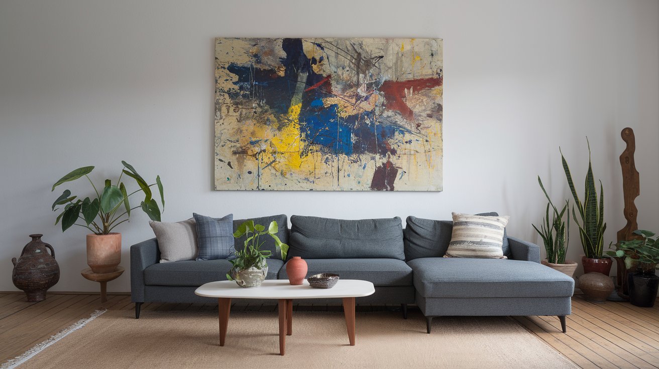 Cadre et décoration murale : L'art de sublimer vos espaces a-photo-of-a-living-room-with-a-grey-sof_YMII6cR6R867KPPyX0scqQ_CNC2bTC5S2GayEWRBJXJpg