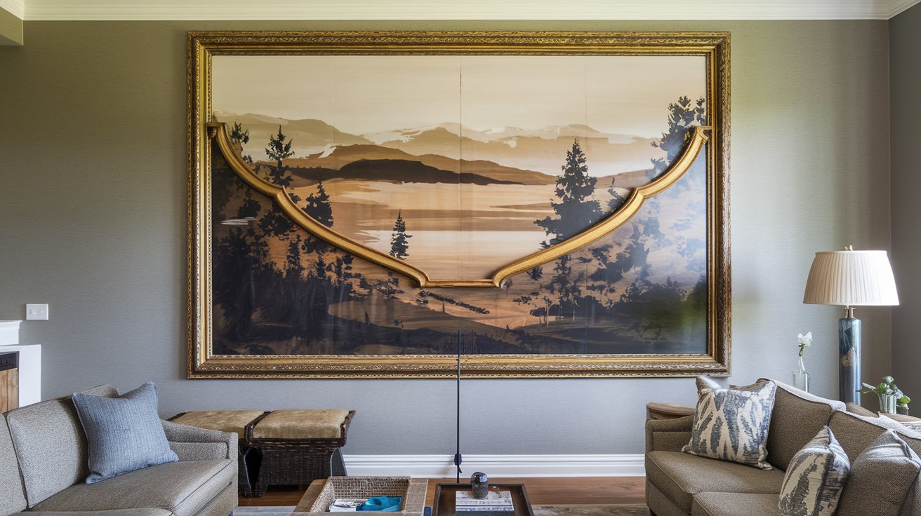 Grand tableau mural du salon : Comment le choisir ? a-photo-of-a-living-room-with-a-large-wa_tvmBGCkaRuCqFp86Y5zp-Q_8wtpUI54TtuR_Q_h6Ayywg