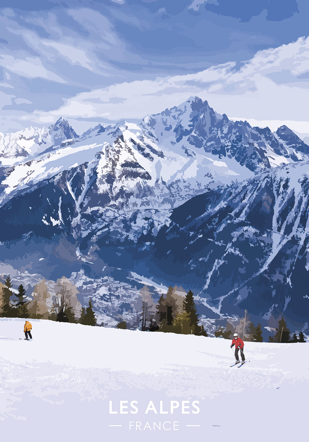 Affiche Alpes montagnes ski Mont blanc Poster mural salon
