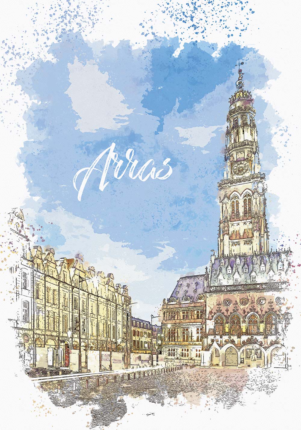 Affiche Arras Beffroi d'Arras Poster Place des Héros
