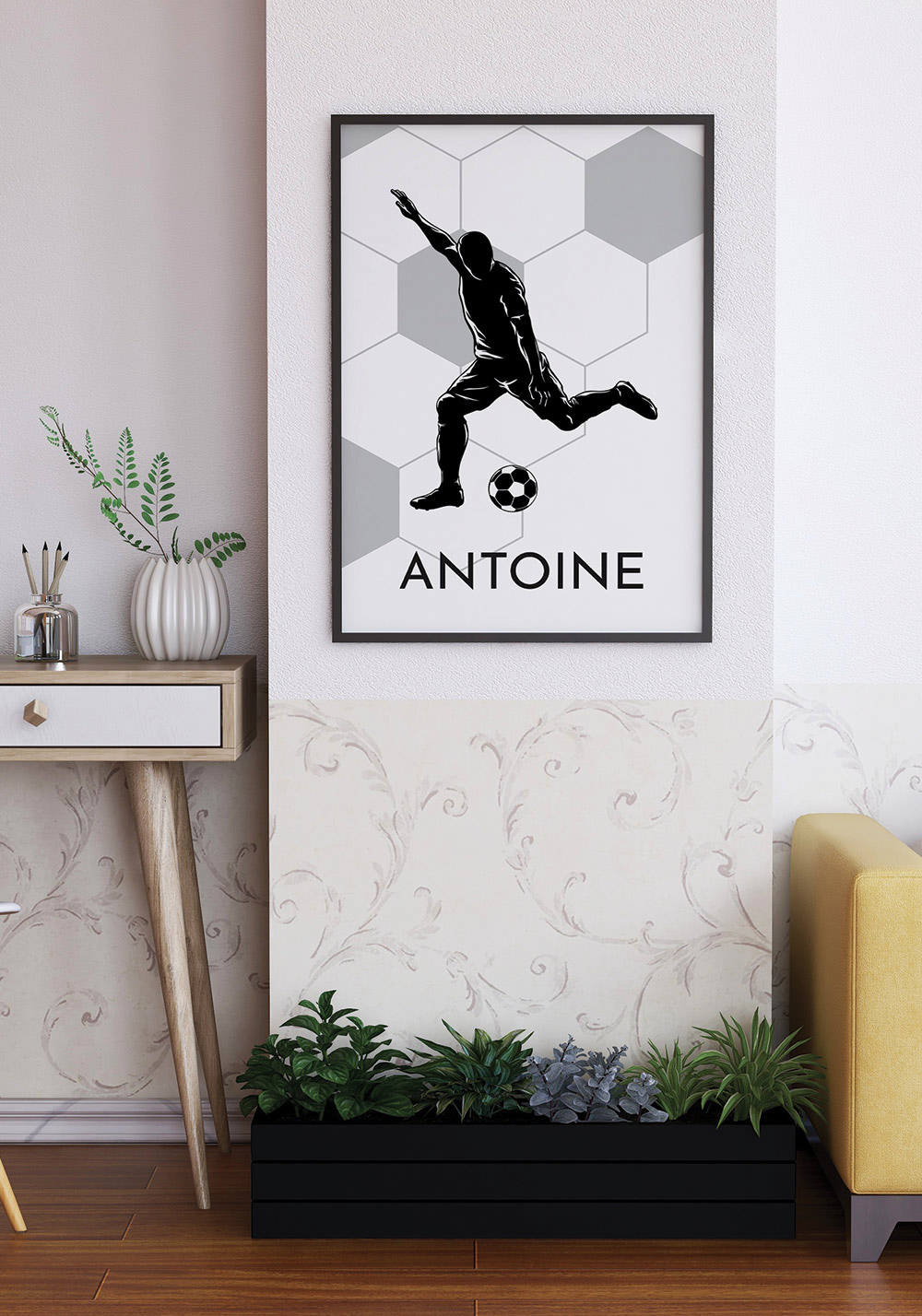 Affiche cadeau à personnaliser au prénom du joueur de football Artcamia