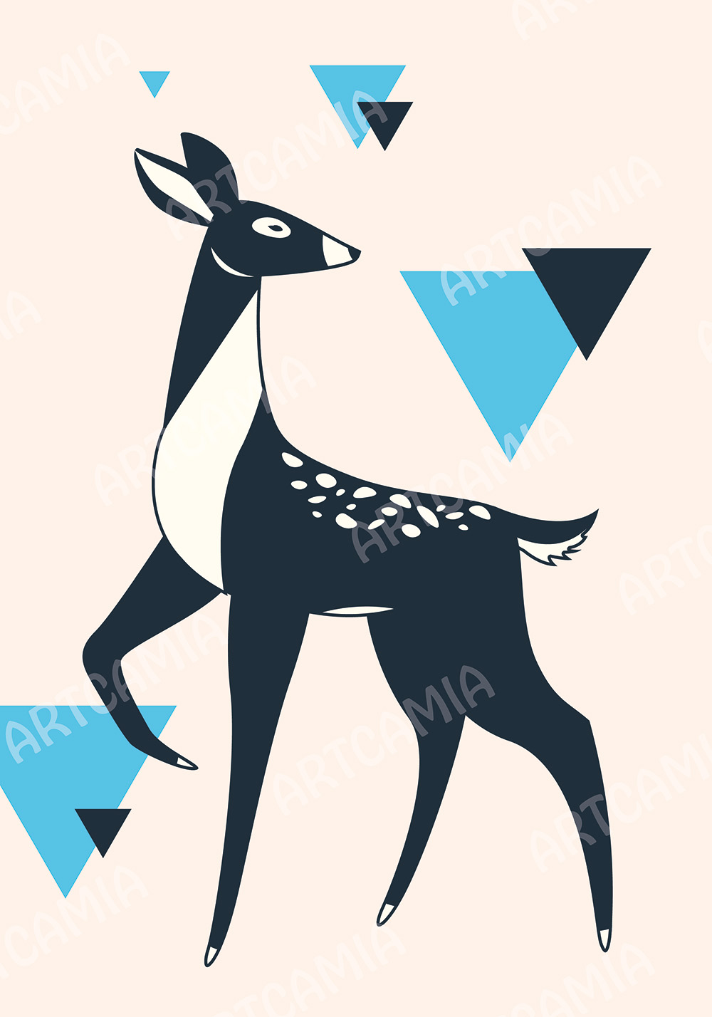 Affiche cerf géométrique