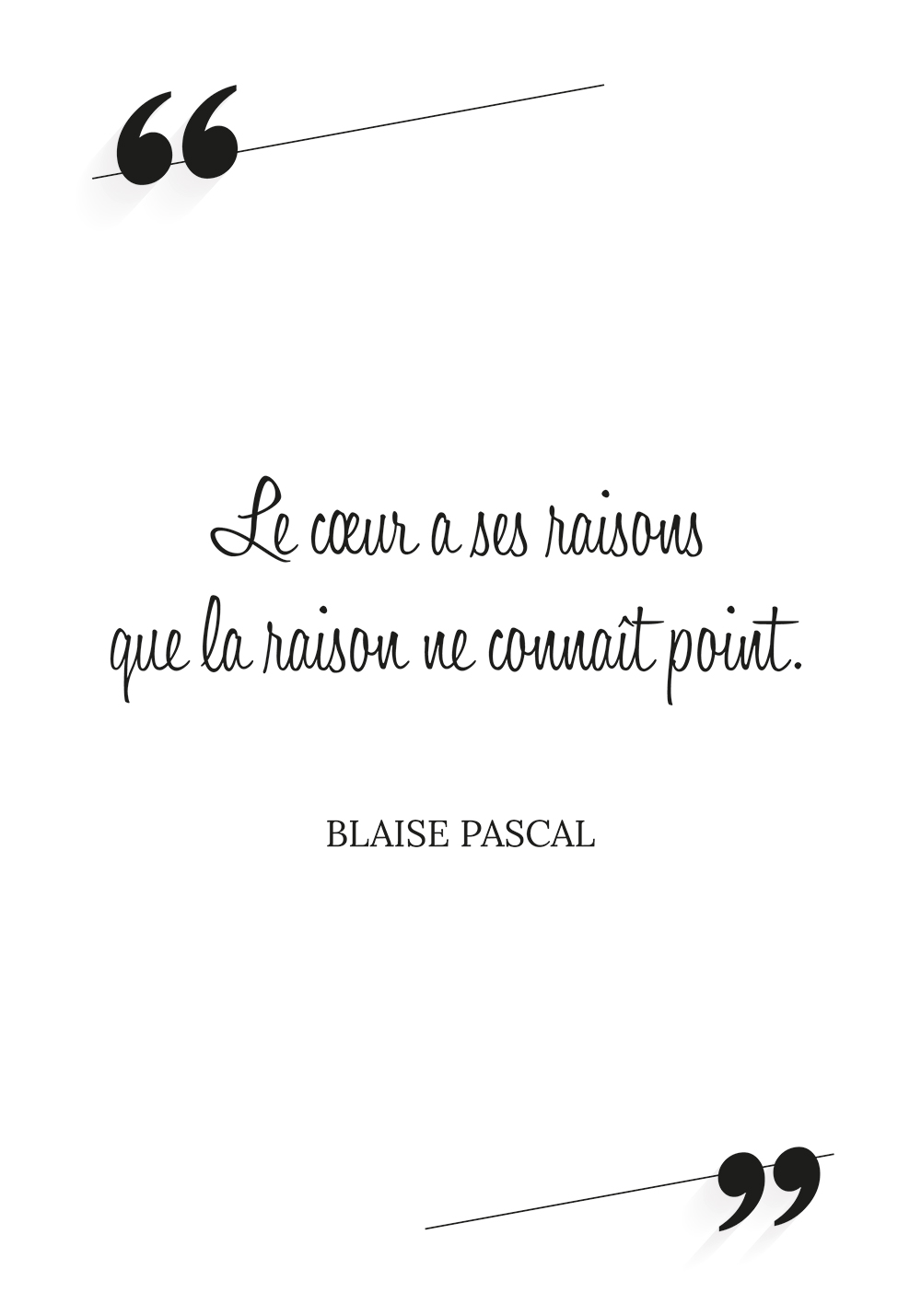 Poster phrase amour Blaise Pascal couple Affiche salon