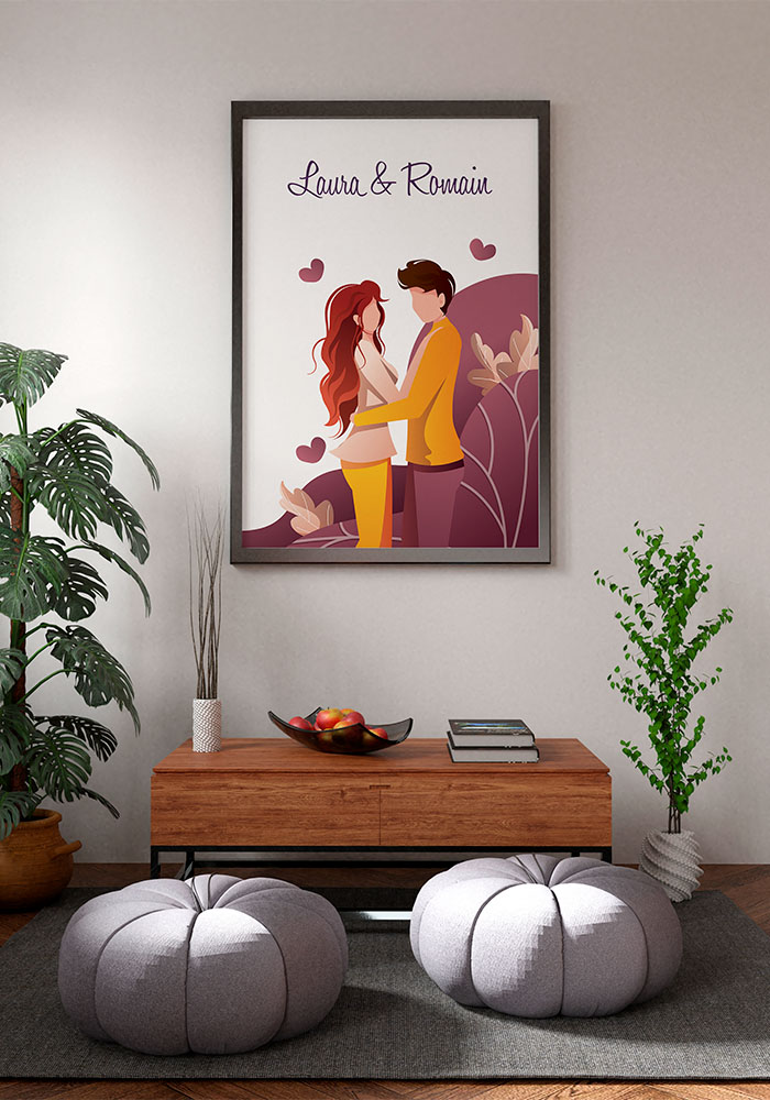 Affiche couple Flat design