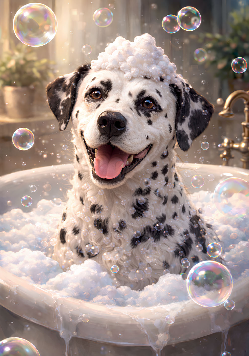 Affiche dalmatien baignoire