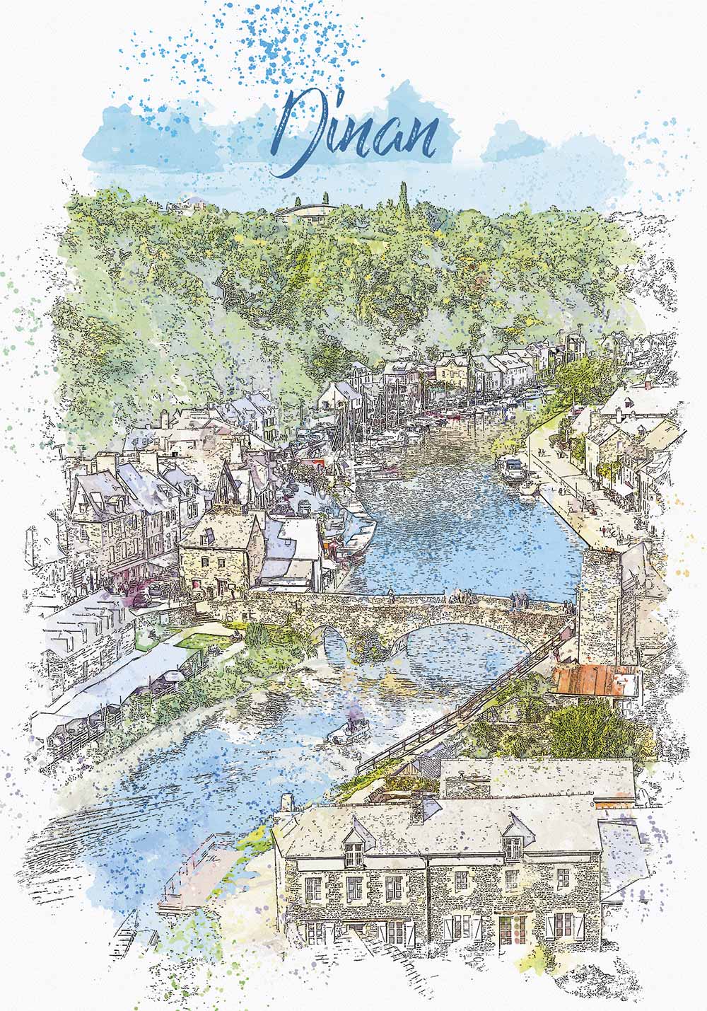 Affiche Dinan Cité médiévale Poster fleuve La Rance