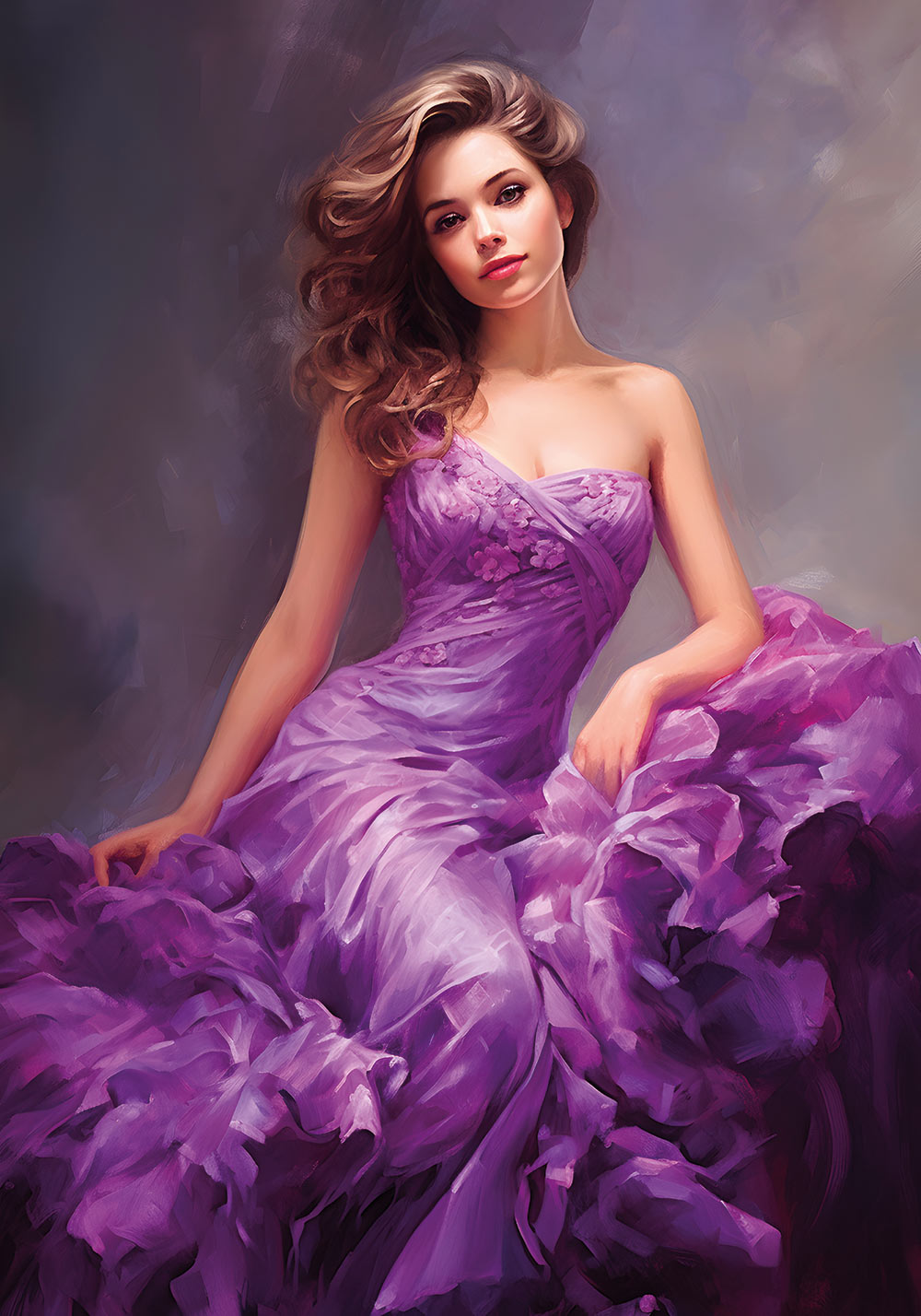 Affiche femme robe longue