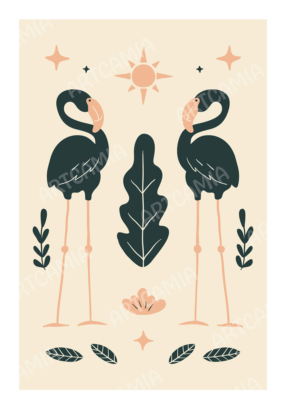 Affiche flamands-roses