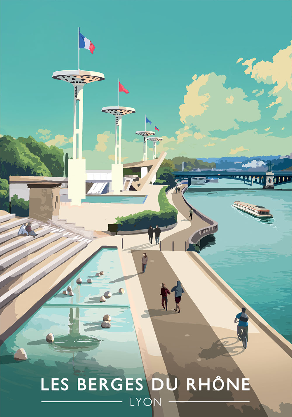 Affiche les berges du Rhône