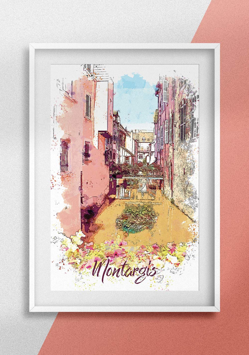 Affiche Montargis Petite Venise église Sainte-Marie Madeleine Artcamia