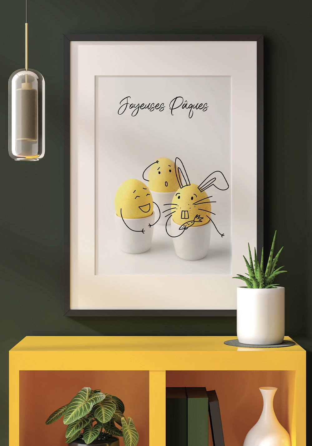 Affiche Pâques lapin oeufs Artcamia