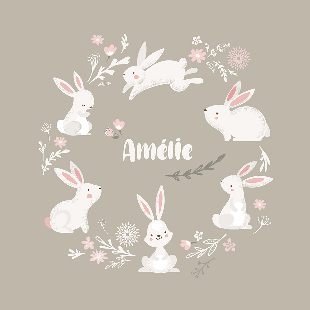 Affiche personnalisée lapins Poster prénom fille Artcamia