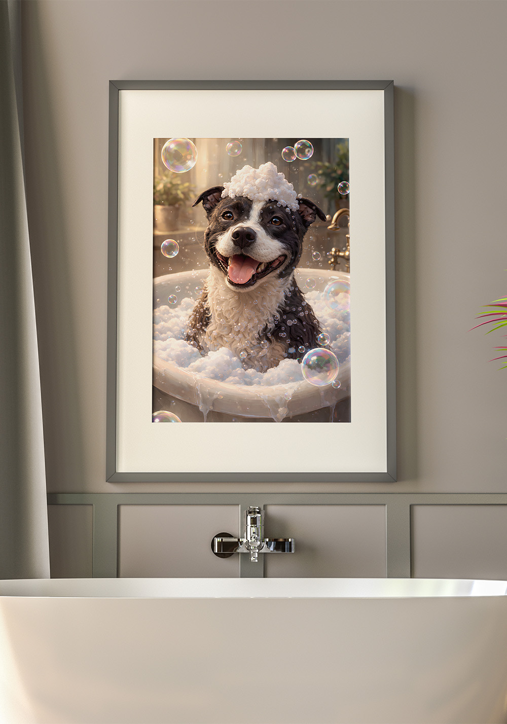 Affiche salle de bain chien