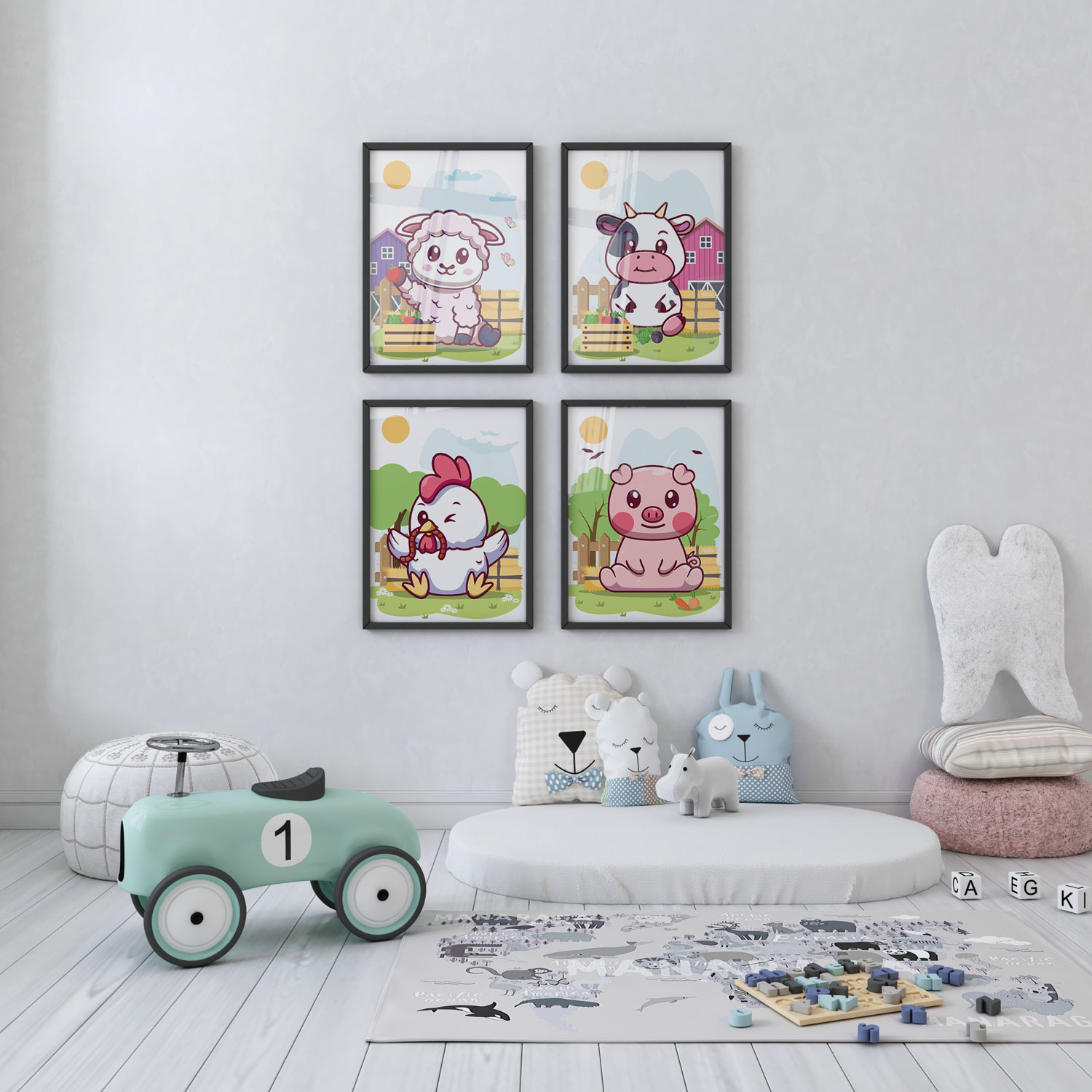 Affiches d'animaux de la ferme mignons pour enfants Affiches d'animaux de la ferme mignons pour enfants
