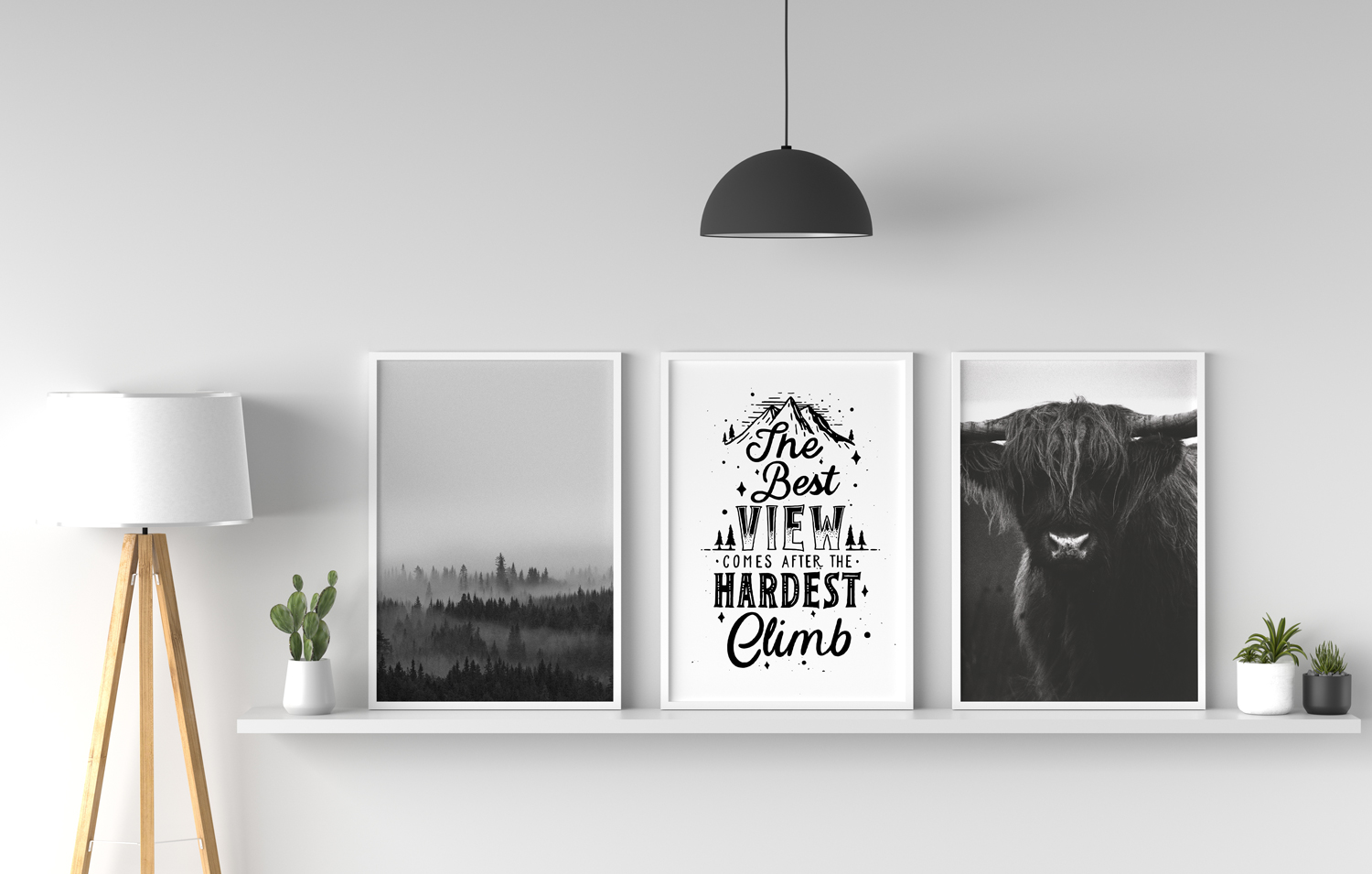Affiches mix montagnes noir blanc Décoration murale noir et blanc