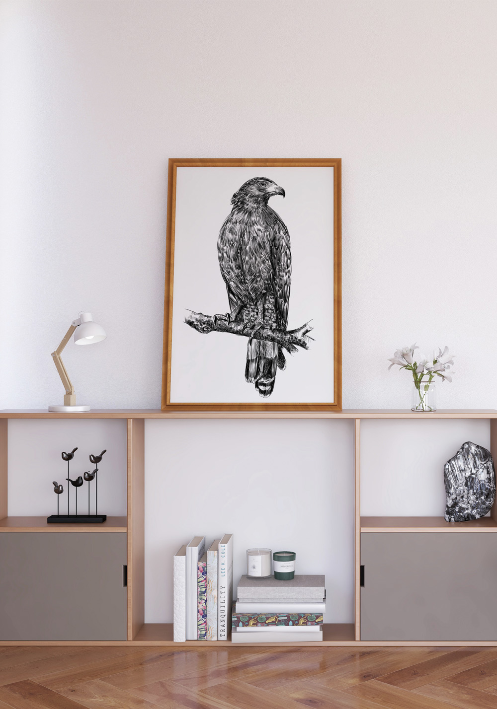 Aigle huppé oiseau de proie le nid sert plusieurs années aiglonne aiglon Poster salon