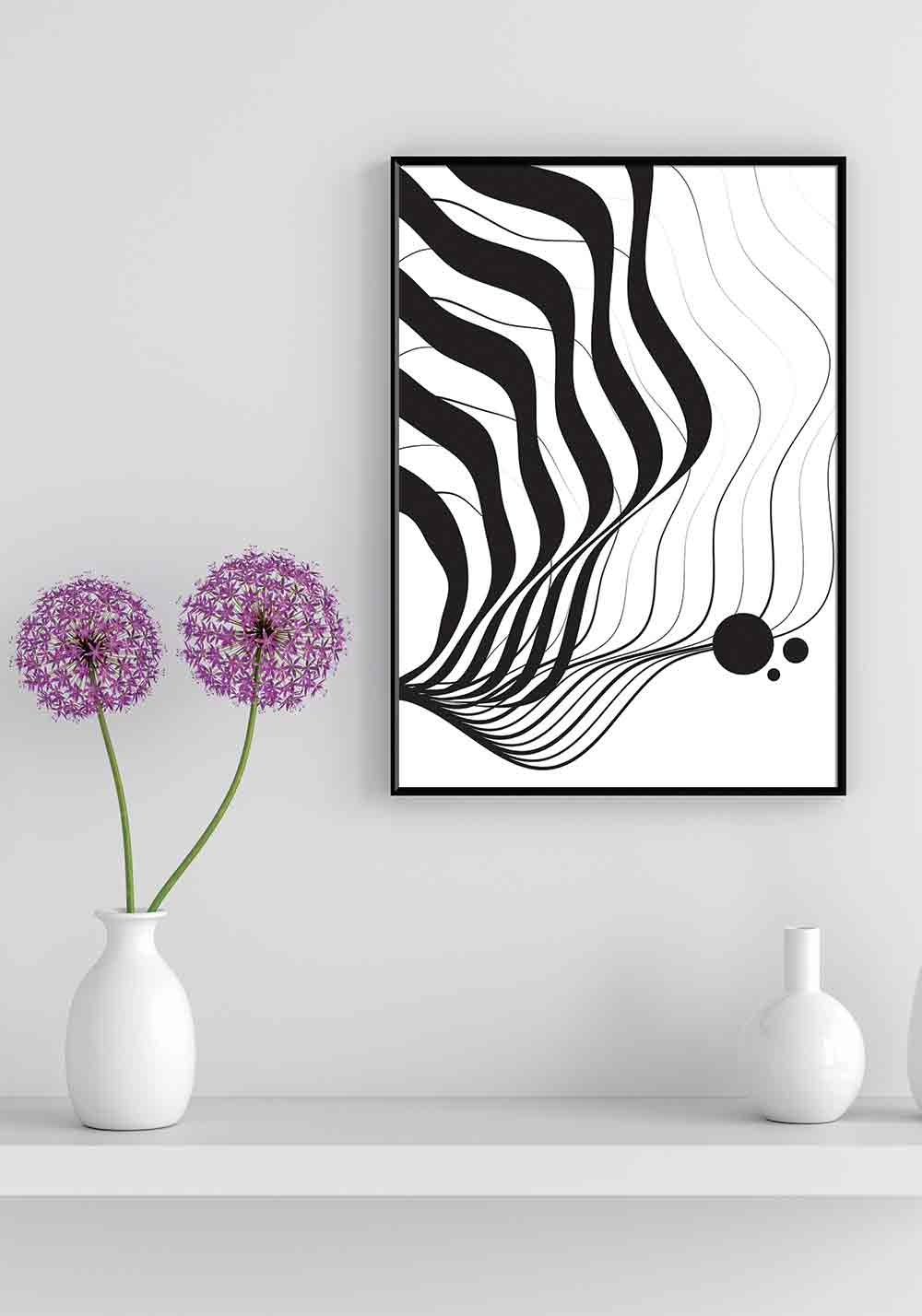 Art abstrait moderne noir et blanc Affiche Artcamia