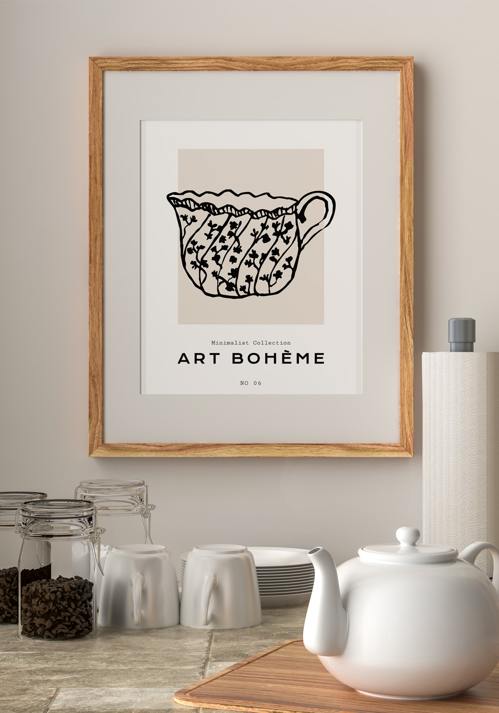 Art bohème pot-à-lait dentelé Affiche murale salle à manger