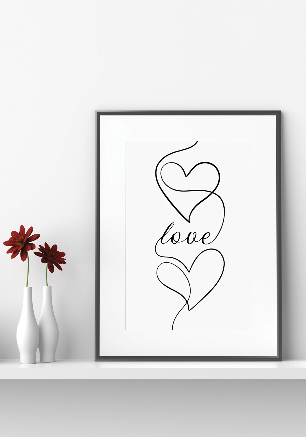 Art contemporain line art pour les amoureux Love Affiche murale Artcamia