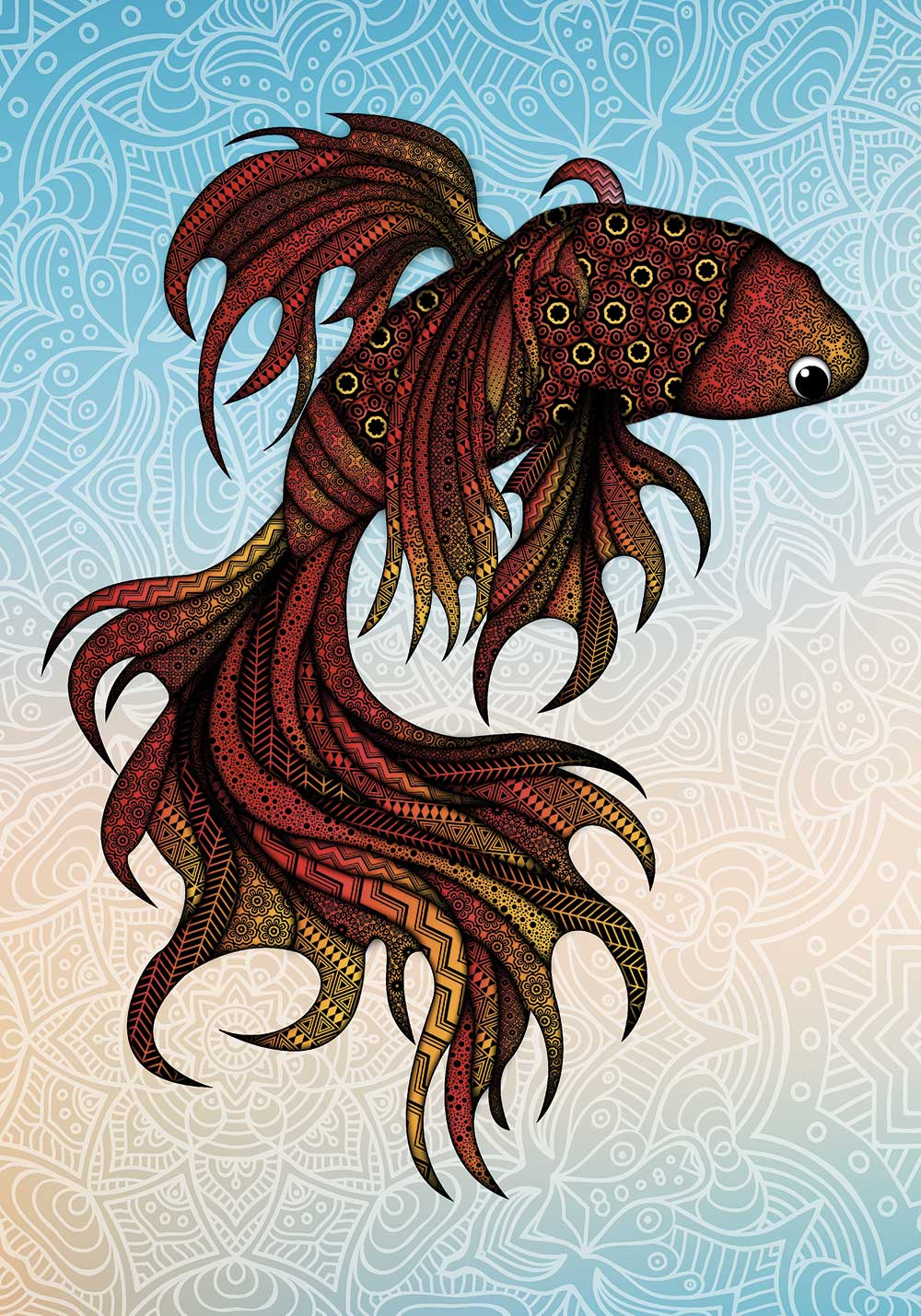 Poster Betta Splendens rouge aquarium Affiche