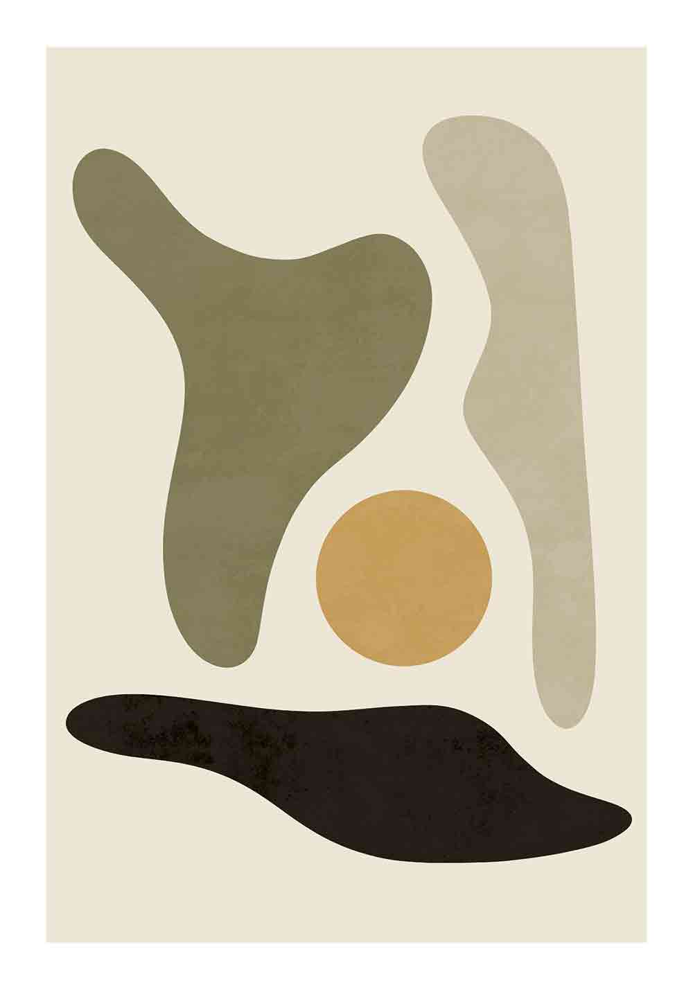 Poster de style boho art abstrait minimaliste sur fond grège Décoration murale bureau